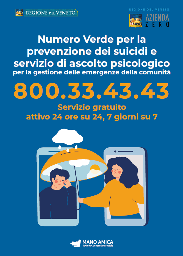 NUMERO VERDE PREVENZIONE SUICIDI E SERVIZIO DI ASCOLTO PSICOLOGICO - REGIONE VENETO